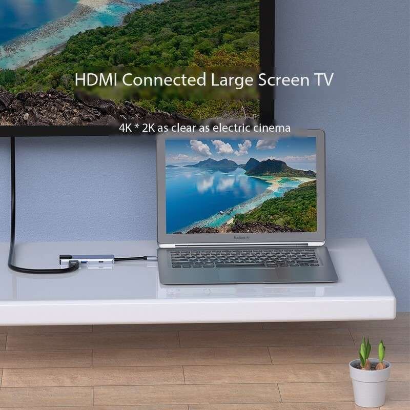 USB-C Hub - Manufacturer 6-in-1 Multiport USB 3.1 with Ethernet 4K30 HDTV PD 100W