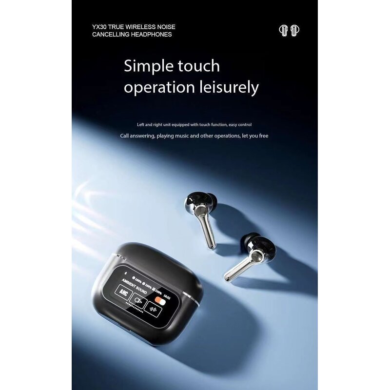Earbuds - Manufacturer YX30 Wireless BT5.2 Big Battery LED Touch Screen Noise Cancelling