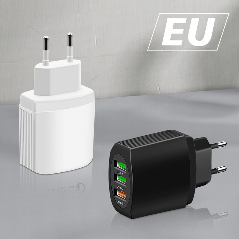 Wall Charger - Manufacturer 3usb Quick Charge 5V 2.4A 3 Ports Travel EU US UK