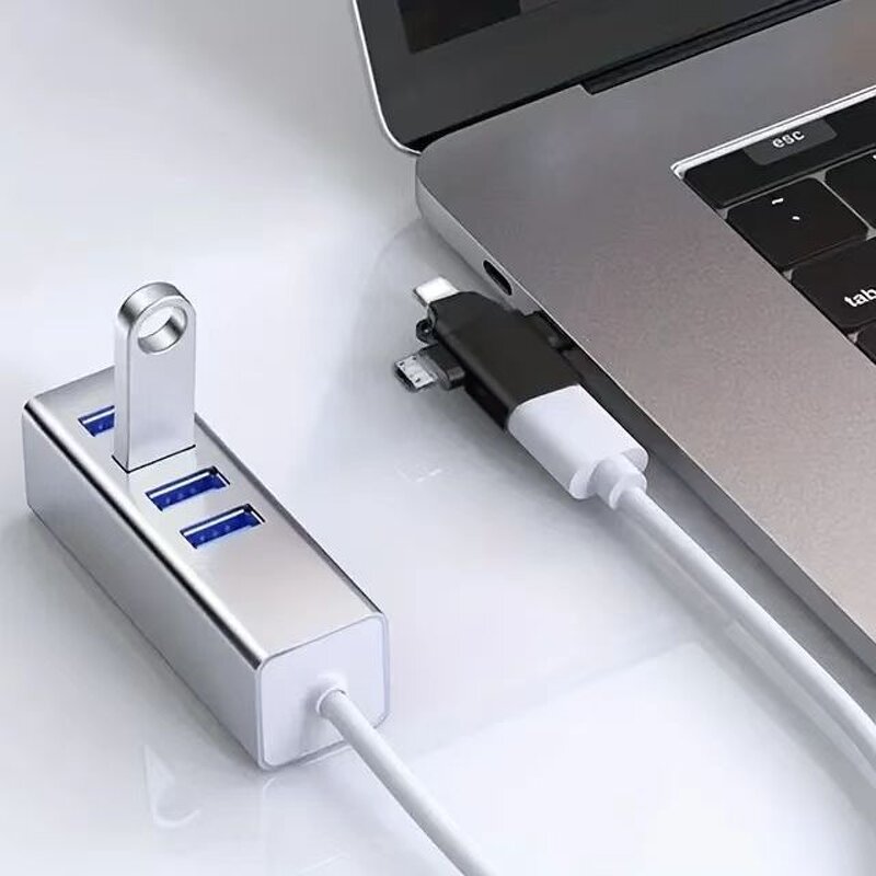 OTG Adapter - Manufacturer Metal 3-in-1 Micro USB Type C 8Pin to USB 3.0 Female