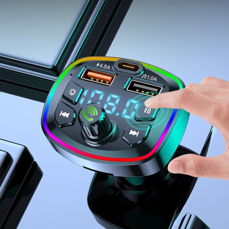 FM Transmitter - Manufacturer Q7 Handsfree Car MP3 Dual USB One Type C