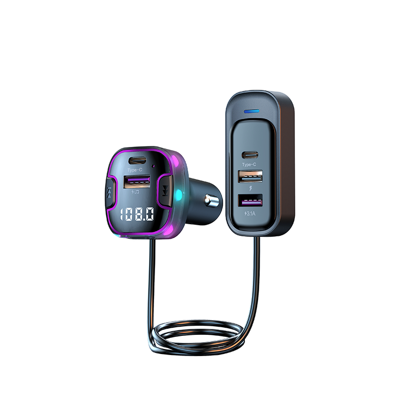 FM Transmitter - Manufacturer BT 5.3 Wireless 5-Port PD 2-Type-C 3-USB 3.1A 15W