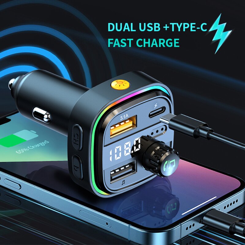 Car Charger - Manufacturer 3 Ports Dual USB FM Transmitter Wireless Stereo MP3 Player