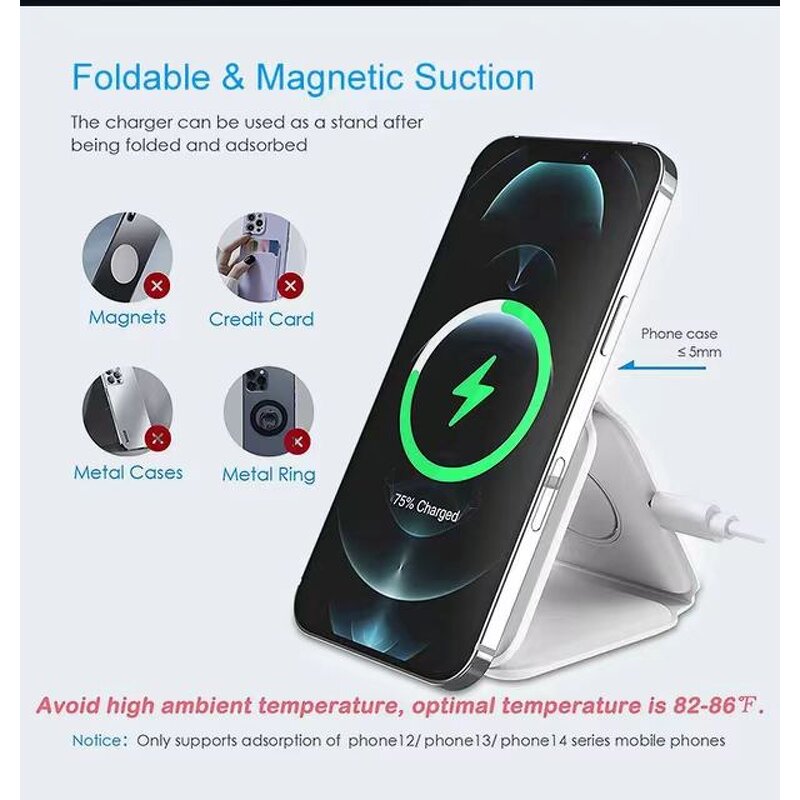 Wireless Charger - Manufacturer GRAFENT Portable Travel 3-in-1 15w Folded Double Phone