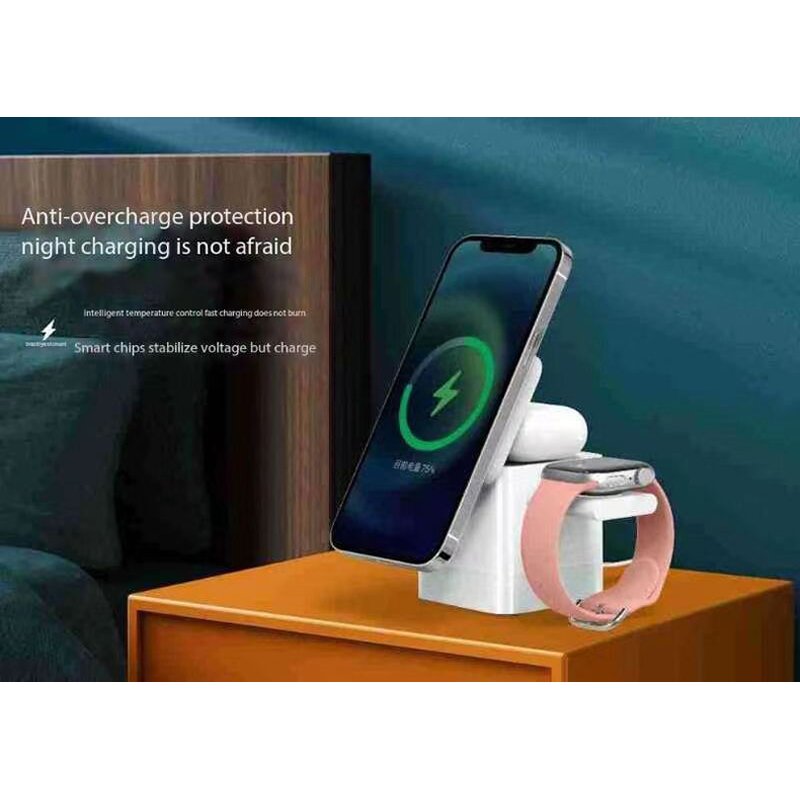 Wireless Charger - Manufacturer Dazzle Triple Magnetic 3-in-1 Foldable Portable 15W