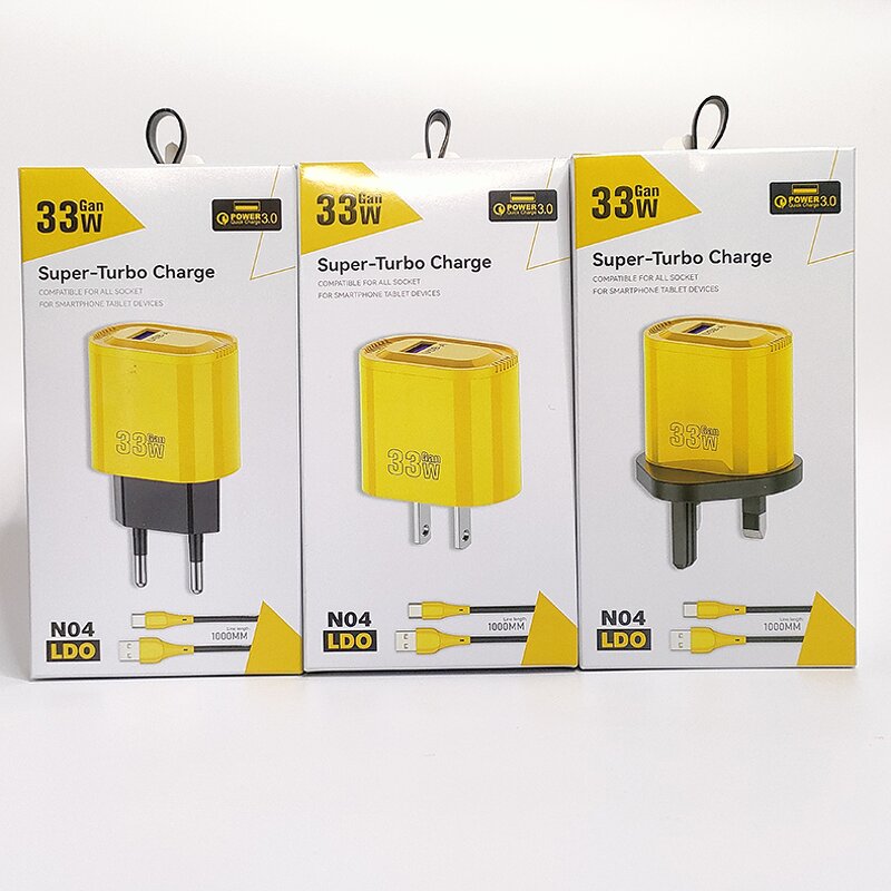 Wall Charger - Manufacturer 2IN1 US EU UK Plug QC3.0 Fast Charge with Cable