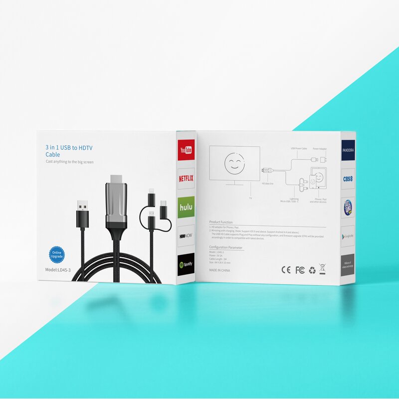 Cable - Manufacturer 3-in-1 USB to HDTV 2m 6FT with Wireless Audio