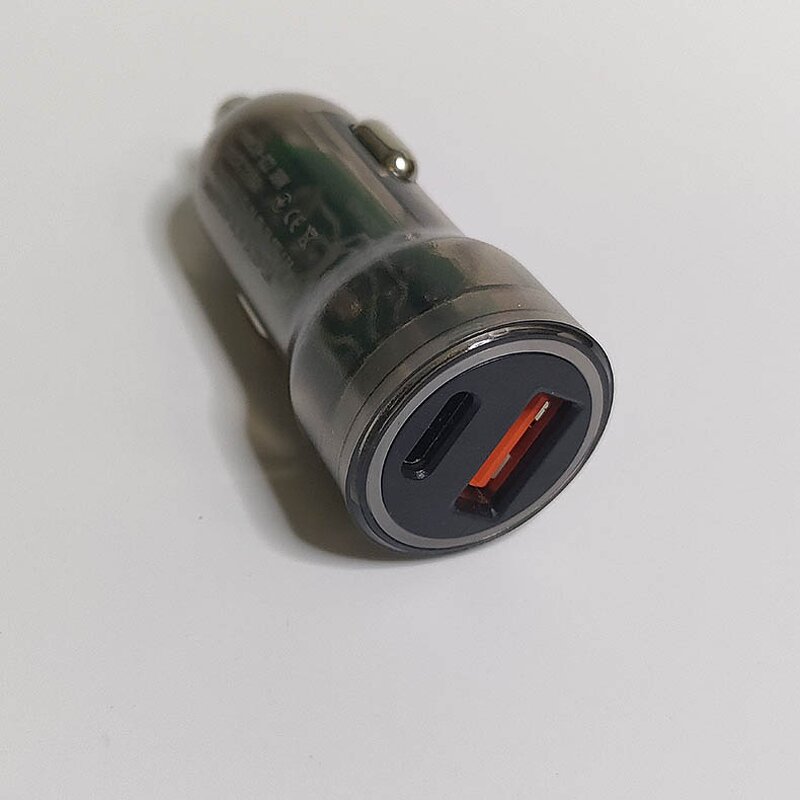 Car Charger - Manufacturer Transparent ABS Dual Port 38W A&C USB Type-c 20w&18w