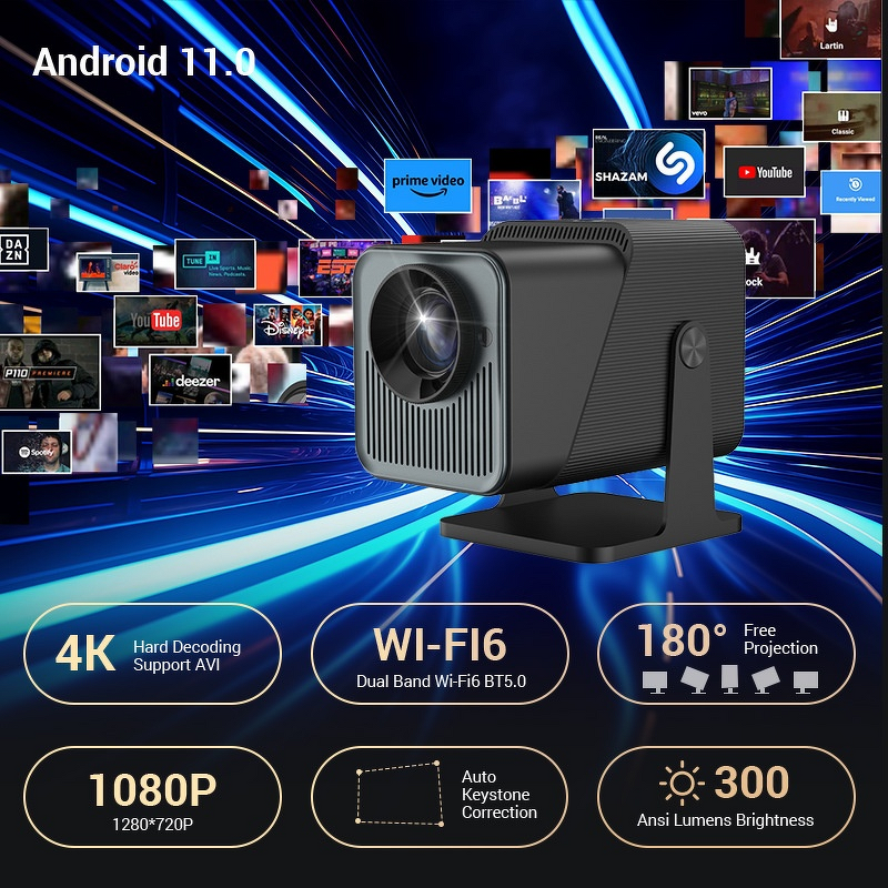 LED Projector Manufacturer - Portable High-Definition 2K Mini with Android 11 OS Wall Projection for Home & Dormitory US Plug