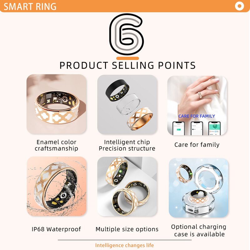 Smart Ring Manufacturer - WiFi IP68 Waterproof Titanium Case Pedometer Fitness Tracker App Control Health Monitoring Android Remote Sleep OLED