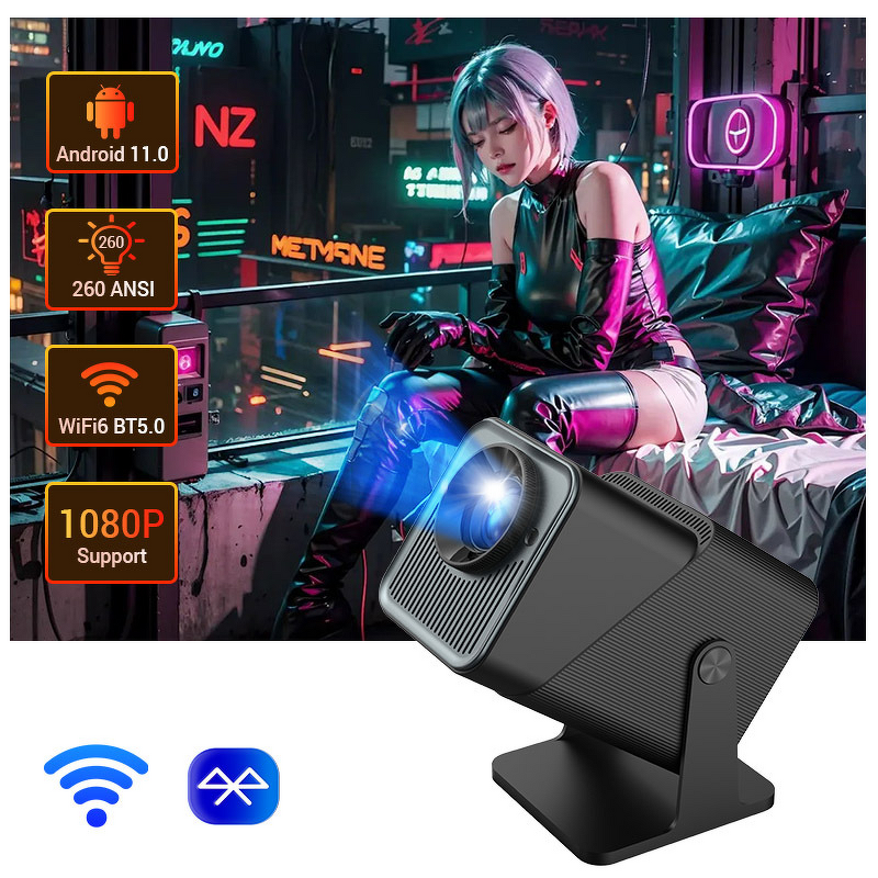 LED Projector Manufacturer - Portable High-Definition 2K Mini with Android 11 OS Wall Projection for Home & Dormitory US Plug