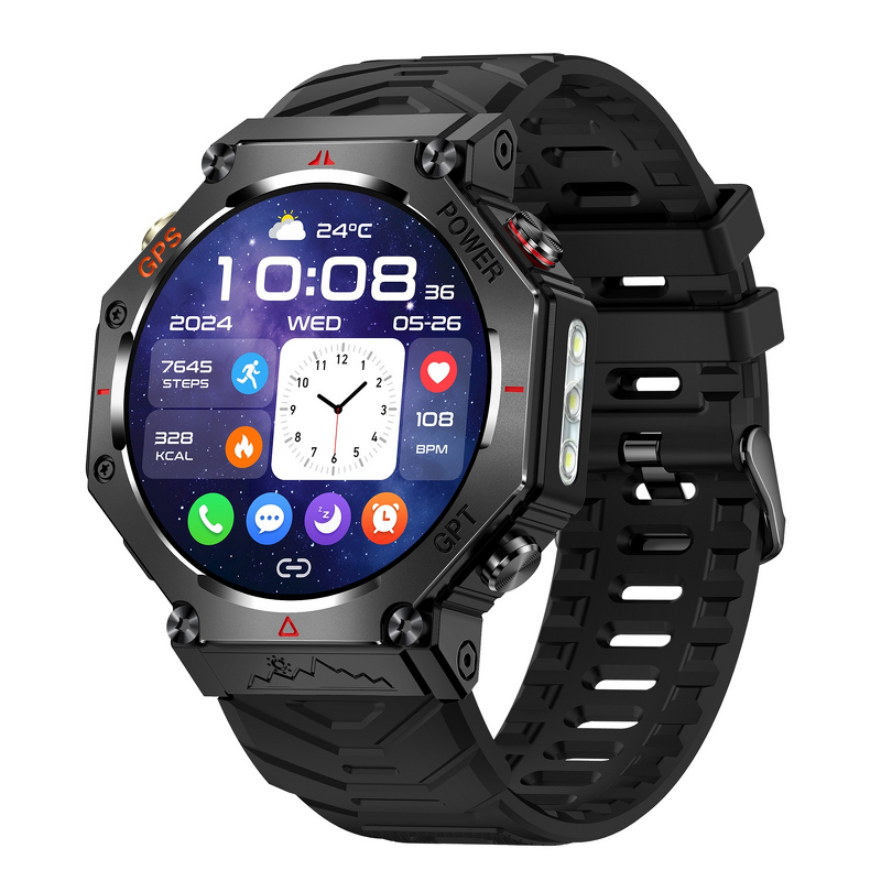 Smart Watch Manufacturer - KC91 GPS AI Voice Assistant Dial TFT Flashlight GPT for Call Sports Tracking Android Compatible Remote Control