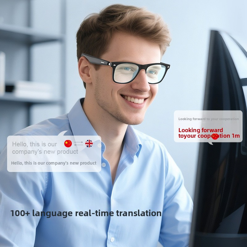 AI Smart Glasses Manufacturer - Cross-Border Gift Multifunctional Real-Time Translation New Wireless for Bluetooth Headset Wearable Technology