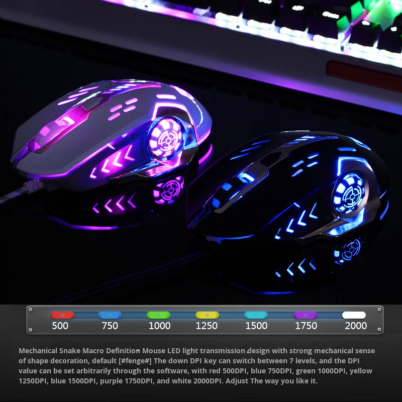 Gaming Mouse Manufacturer - Xinmeng XM-M322 Mechanical Snake USB Wired 6-Button Weighted Macro Programming Internet Cafe Cf Lol Laptops