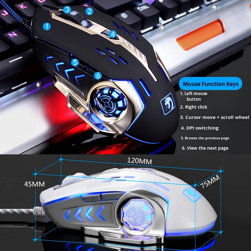 Gaming Mouse Manufacturer - Xinmeng XM-M322 Mechanical Snake USB Wired 6-Button Weighted Macro Programming Internet Cafe Cf Lol Laptops