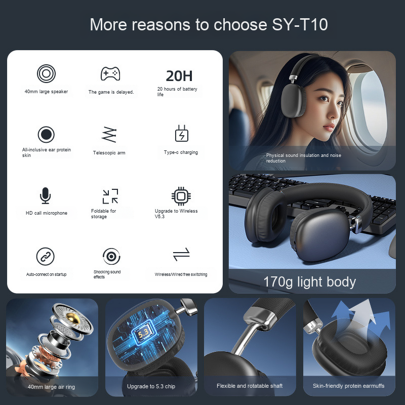 Bluetooth Headset Manufacturer - Ultra-Long Life Head-Mounted High-End Sound Quality Wireless Noise Reduction Cross-Border Popular