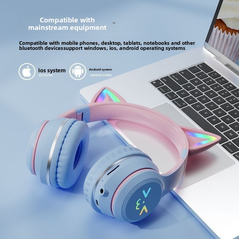 Head-Mounted Headset Manufacturer - Cross-Border Popular BT618 E-Sports Mobile Phone Wireless Subwoofer All-Inclusive Cat Ears JL ANC