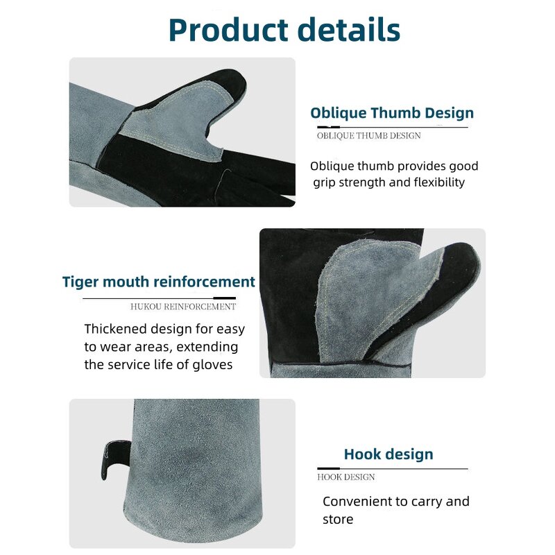 Heat Resistant Gloves Manufacturer - 500-degree Fireproof Soft Cowhide Wear-resistant Anti-puncture for Oven BBQ