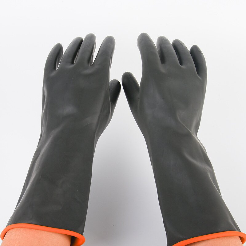 Industrial Latex Gloves Manufacturer - Black Acid Alkali Resistant Reusable Thickened Waterproof Durable Anti-skid