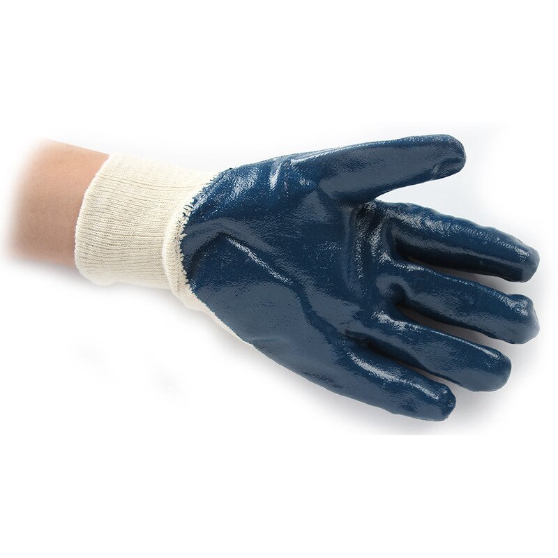 Industrial Gloves Manufacturer - Fluff Brot Semi-Dipped Blue Nitrile Medium Thickness for Machine Maintenance Oil Exploitation