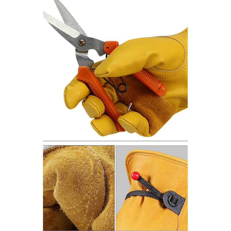 Welding Gloves Manufacturer - Cowhide Driver's Electric Leather Thermal Insulation Anti-Slip Tear-Resistant 24cm Garden