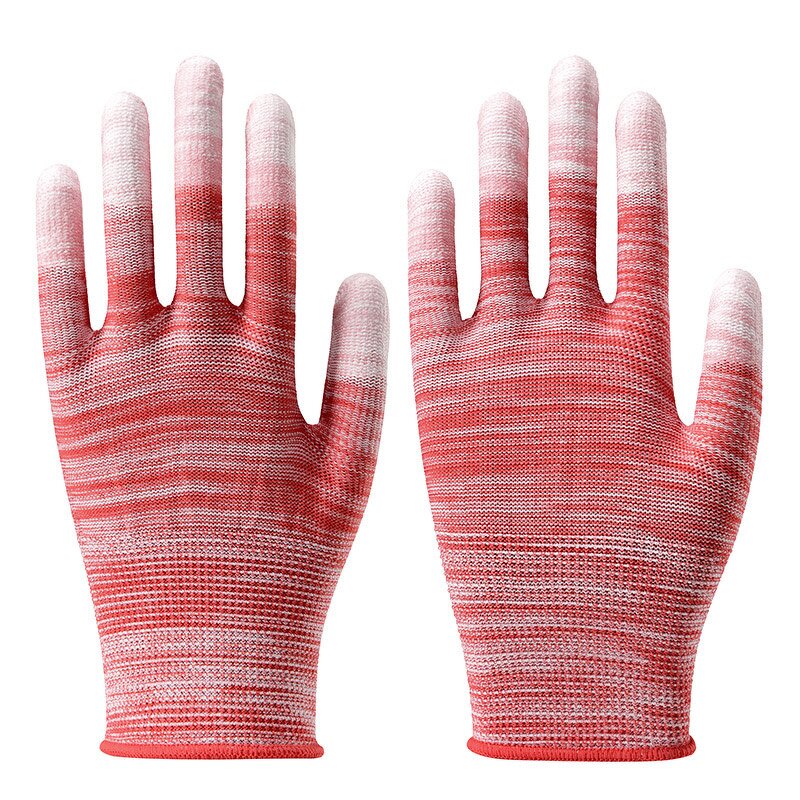 Labor Protection Gloves Manufacturer - PU Coated Finger Dust-free Anti-static Stripe Print Pastoral