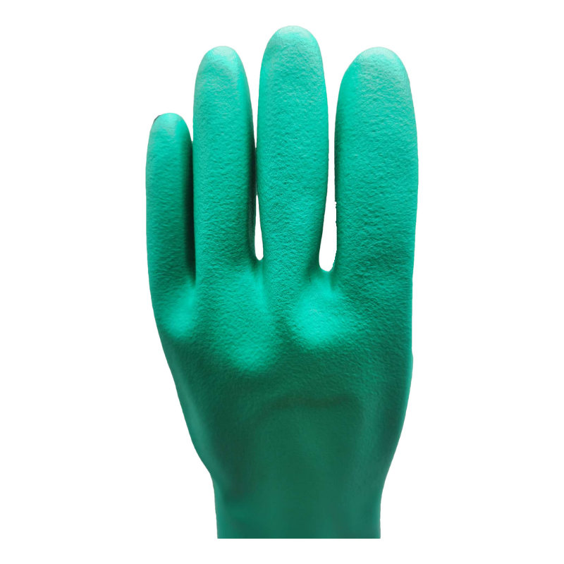 Industrial Nitrile Gloves Manufacturer - Customized 50cm Green Medium Thickness Durable Acid Alkali & Cutting Resistant