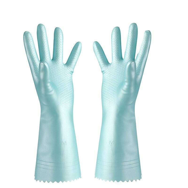 PVC Flocking Gloves Manufacturer - Reusable Durable Lightweight Soft Medium Waterproof Oil-Resistant for Home Cleaning