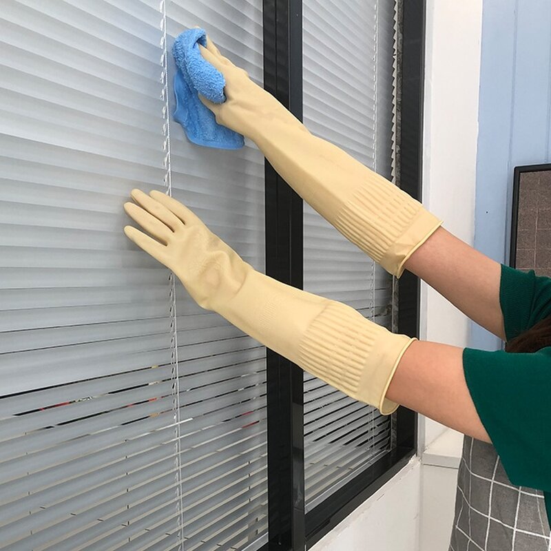 Household Gloves Manufacturer - 38cm Pure Rubber Latex for Dishwashing Kitchen Hygiene Cleaning