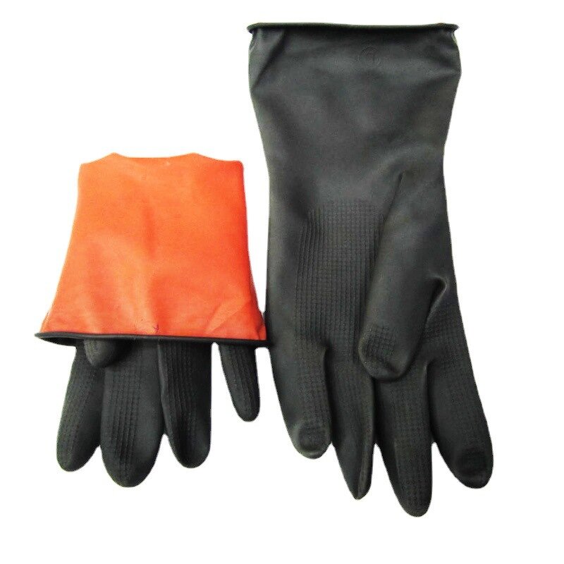 Industrial Gloves Manufacturer - Thickened Reusable Waterproof Black Latex Acid & Alkali Resistant Durable