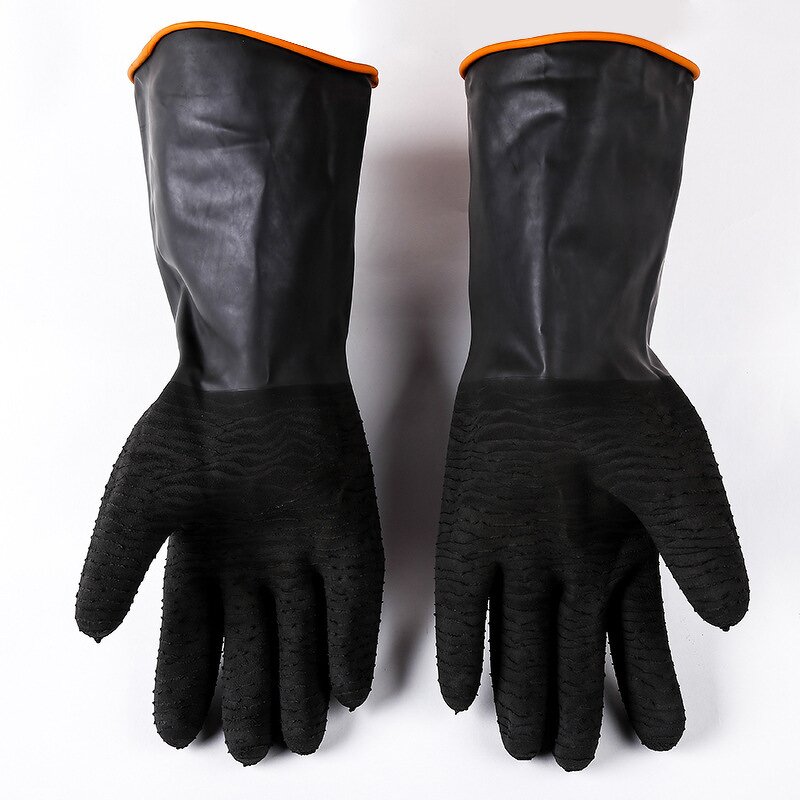 Industrial Latex Gloves Manufacturer - Thickened Black Acid & Alkali Resistant Waterproof Oil Resistant Anti-slip