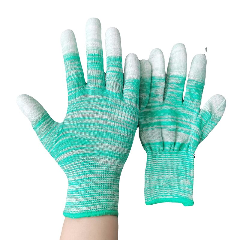Labor Protection Gloves Manufacturer - PU Coated Finger Dust-free Anti-static Stripe Print Pastoral