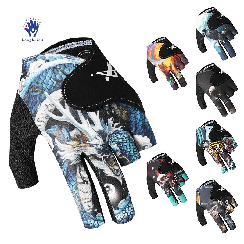 Snooker Gloves Manufacturer - Professional Breathable Non-slip Exposed Fingers Left Hand Spandex Microfiber Anti-slip 18cm