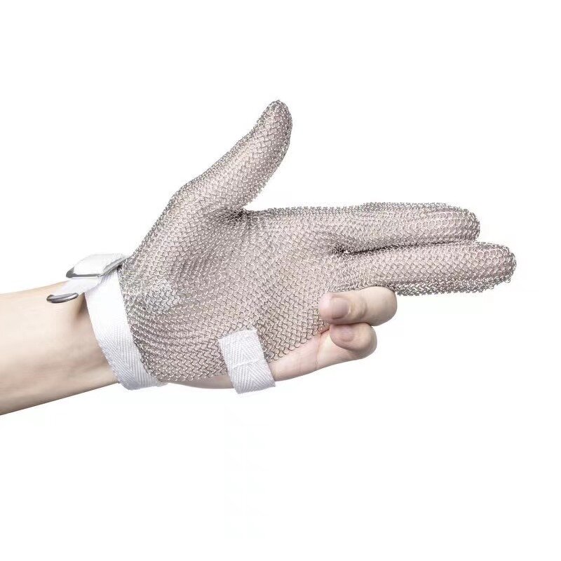 Cut Resistant Gloves Manufacturer - Reusable Chemical Resistant Stainless Steel Chainmail Ring 3 Finger Level 5