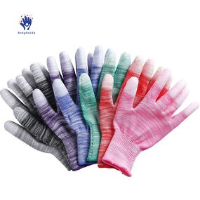 Labor Protection Gloves Manufacturer - PU Coated Finger Dust-free Anti-static Stripe Print Pastoral