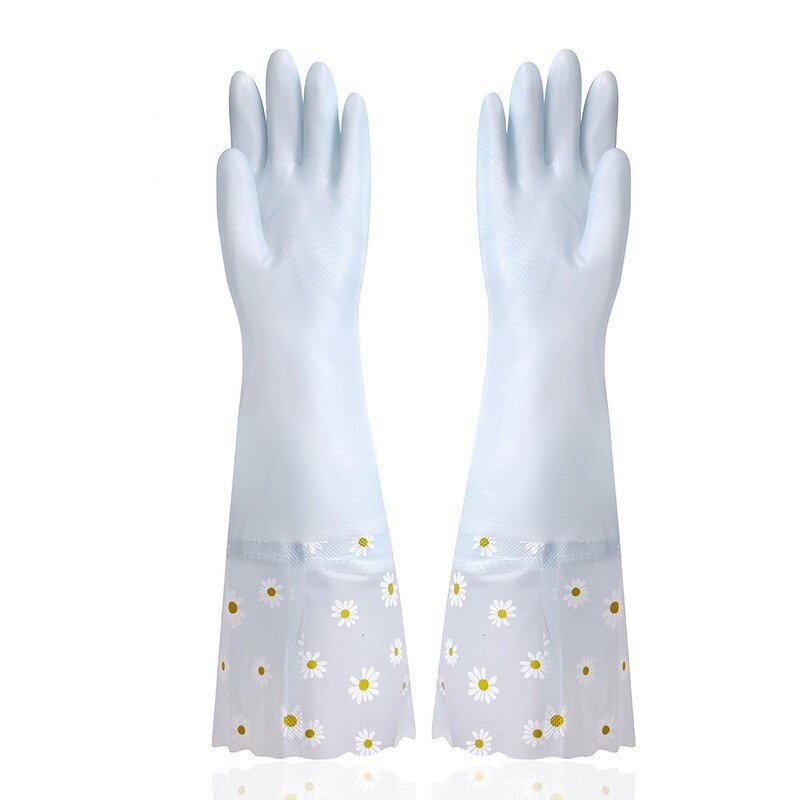 Dishwashing Gloves Manufacturer - Winter PVC Plush Medium Thickness Thickened Waterproof Protective Customizable Sleeve