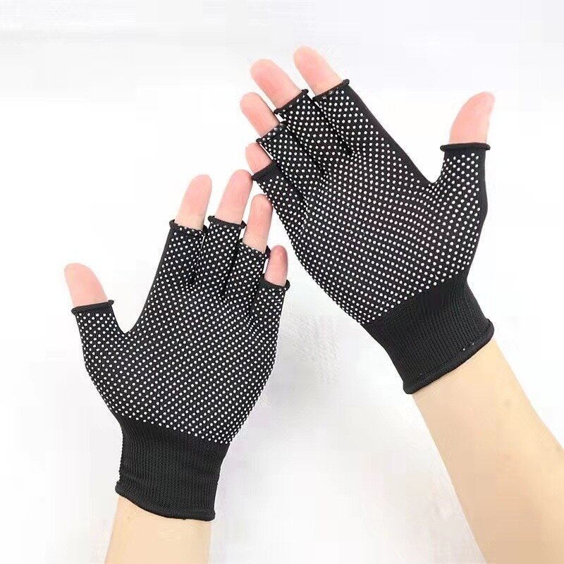 Safety Gloves Manufacturer - Half Finger Nylon Dotted Beads Breathable Wear-Resistant for Riding Horticultural