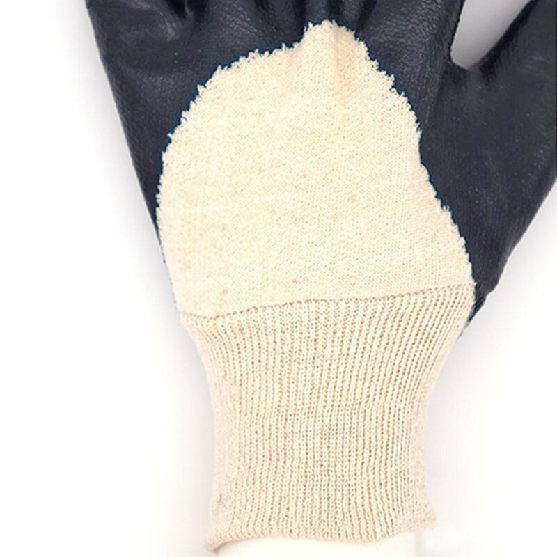 Industrial Gloves Manufacturer - Fluff Brot Semi-Dipped Blue Nitrile Medium Thickness for Machine Maintenance Oil Exploitation