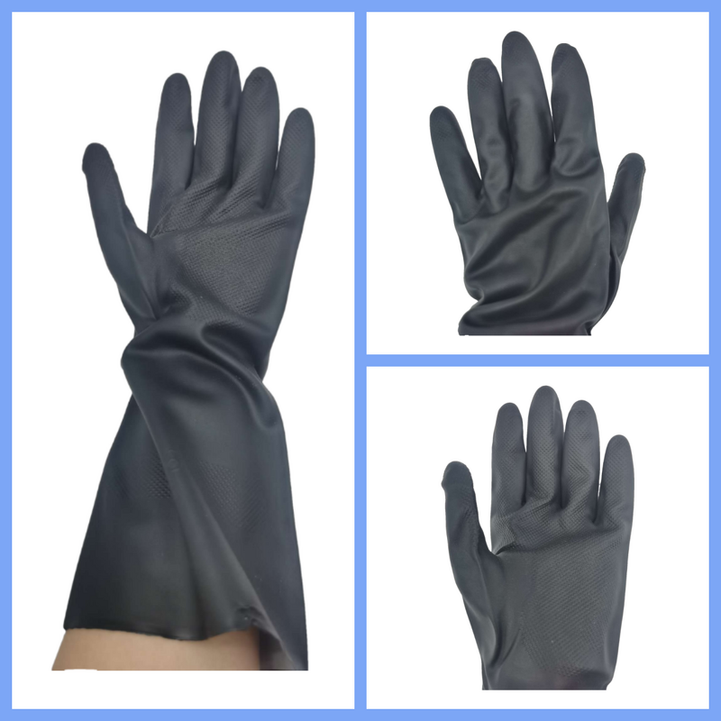 Industrial Rubber Gloves Manufacturer - Black Neoprene Acid Alkali Resistant Anti-slip Durable Thickened for Household