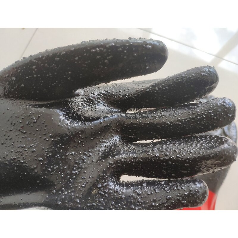 Labor Protection Gloves Manufacturer - Two-colour Particle Anti-skid PVC Immersion Open
