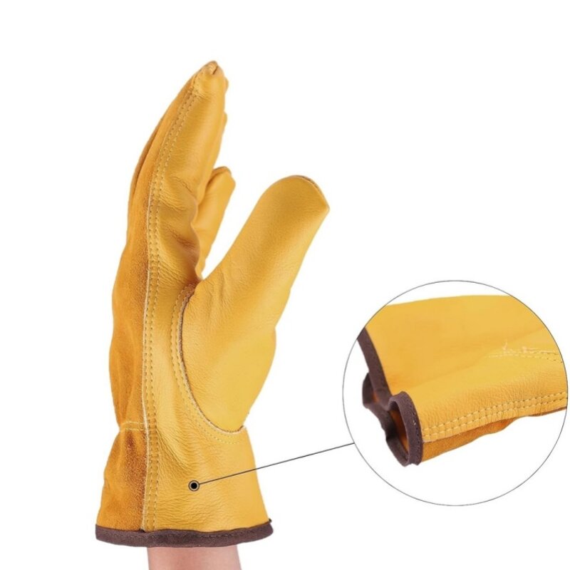 Outdoor Gloves Manufacturer - Yellow Cowhide Soft Reusable Waterproof Cycling Wear-resistant Thorn-proof Heat Resistant
