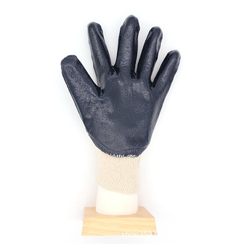 Industrial Gloves Manufacturer - Fluff Brot Semi-Dipped Blue Nitrile Medium Thickness for Machine Maintenance Oil Exploitation