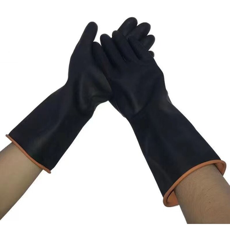 Industrial Latex Gloves Manufacturer - 35Cm Reusable Waterproof Cut Heat Resistant Black Acid Alkali Resistant
