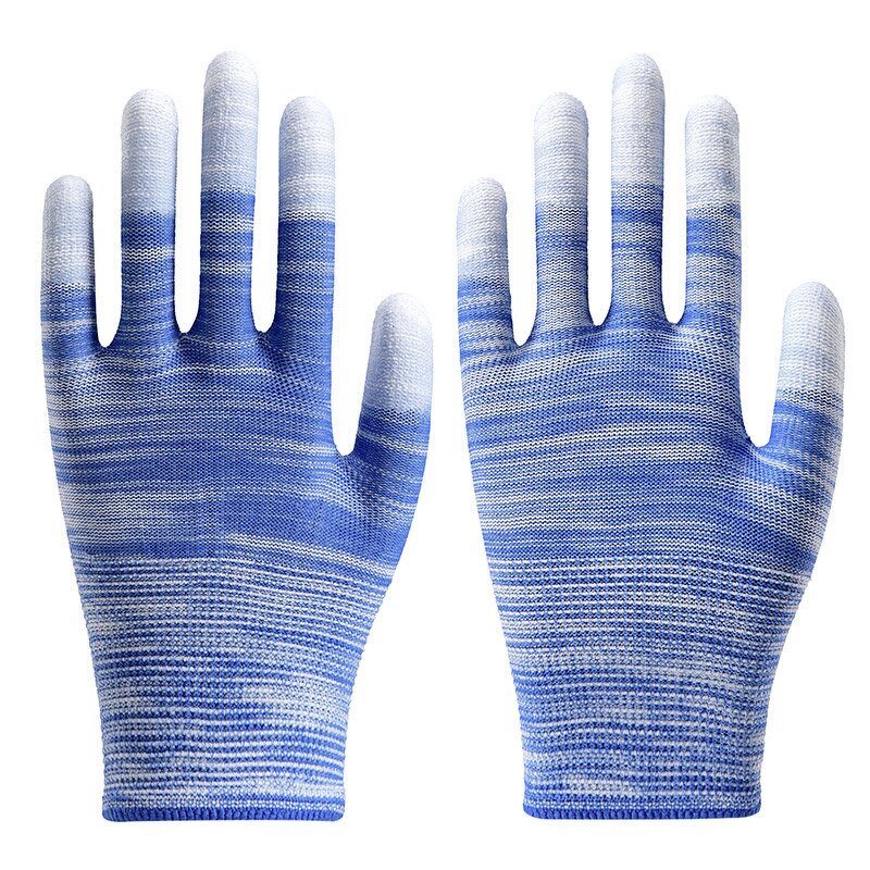 Labor Protection Gloves Manufacturer - PU Coated Finger Dust-free Anti-static Stripe Print Pastoral