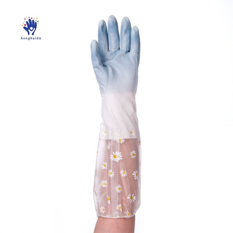 Cleaning Gloves Manufacturer - Two-Colour Gradient PVC Housework Dishwashing Winter Oil-Proof Waterproof Thickened