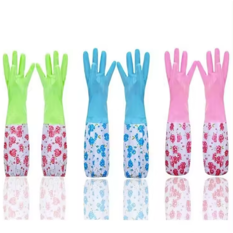 Household Gloves Manufacturer - Winter Plush Lengthened Thickened PVC Sleeves Non-slip for Laundry Dishwashing