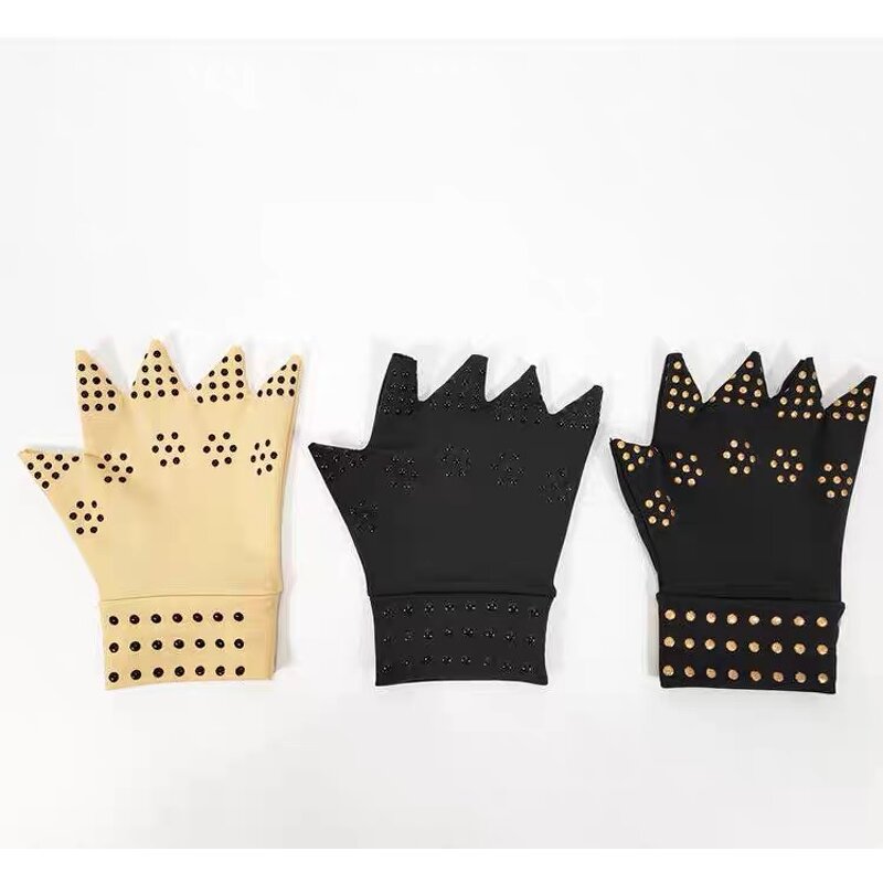 Arthritis Gloves Manufacturer - Half-finger Dotted Beads Nylon Medium for Outdoor Cycling Fitness Rehabilitation