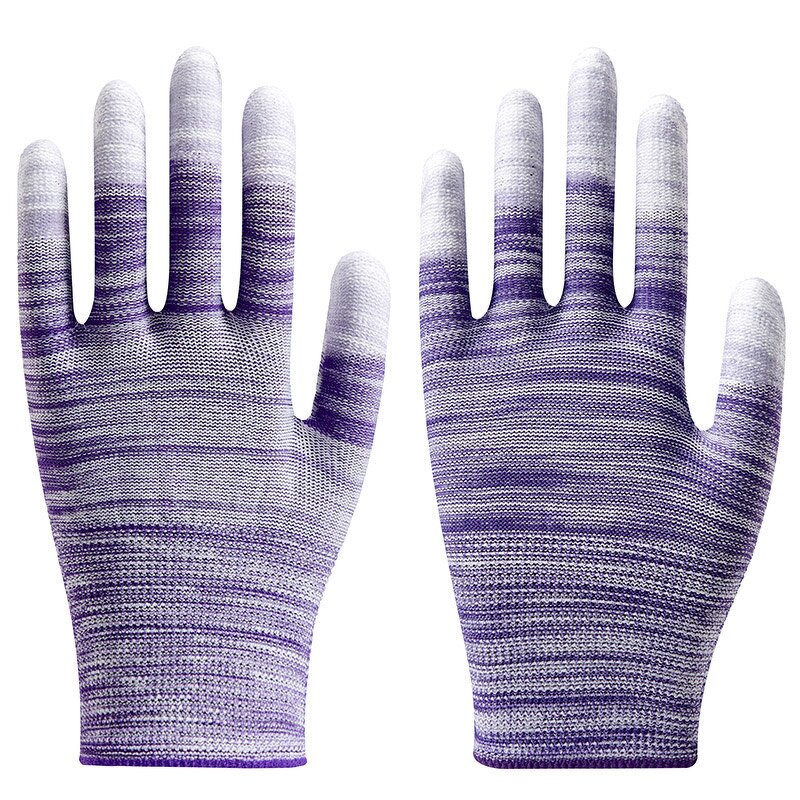 Labor Protection Gloves Manufacturer - PU Coated Finger Dust-free Anti-static Stripe Print Pastoral