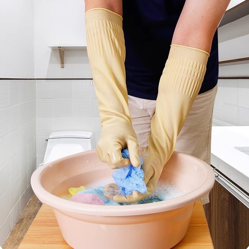Dishwashing Gloves Manufacturer - Latex Reusable Waterproof Cow Tendon Thick 38cm Lengthened for Laundry Women