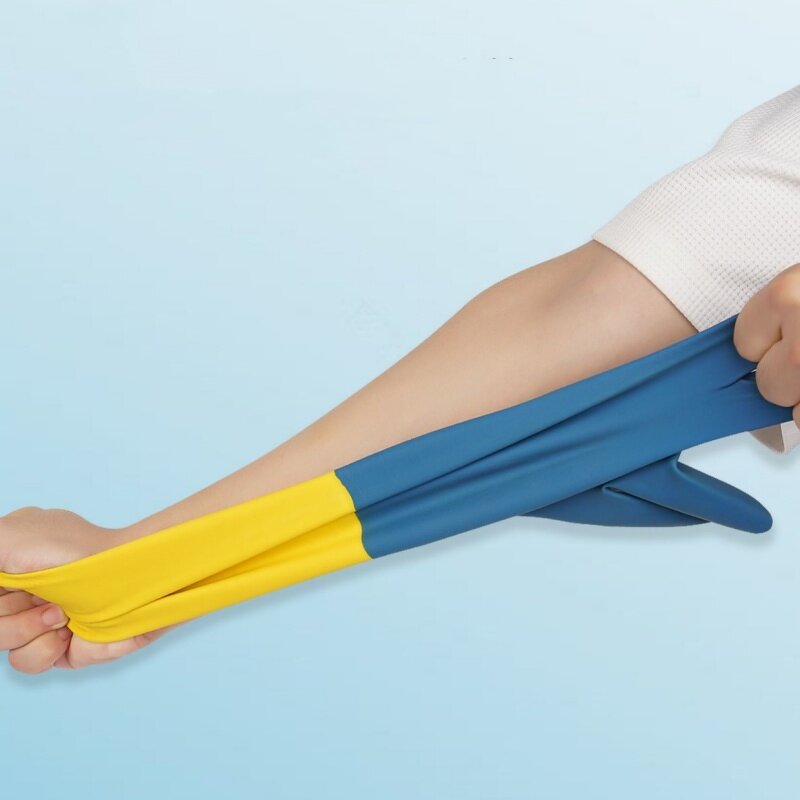 Industrial Safety Gloves Manufacturer - Durable Yellow Blue Neoprene Natural Rubber Strong Acid Alkali Resistance